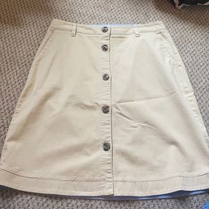 Classic button front khaki skirt